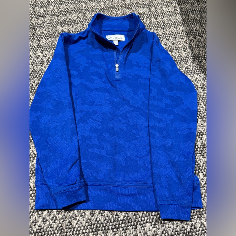 Peter Millar Royal Blue Camouflage Quarter-Zip Sweater